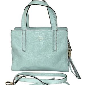 Kate Spade Dominique Satchel Crossbody Shoulder Bag Aqua Blue Leather